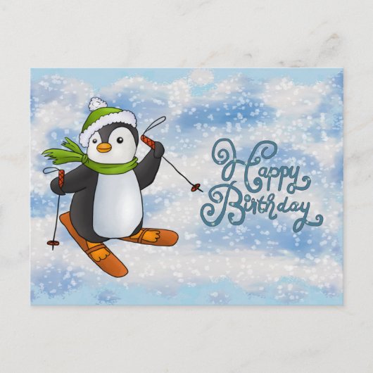 Pinguin mit Ski Karte Briefkaart (Voorkant)