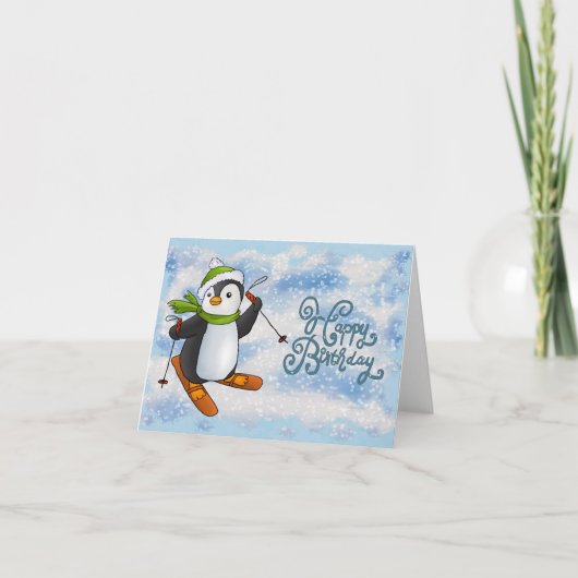 Pinguin mit Ski Karte Kaart (Voorkant)