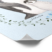 Pinguïn moeder/vader met baby Cute Penguin Nursery Poster (Hoek)