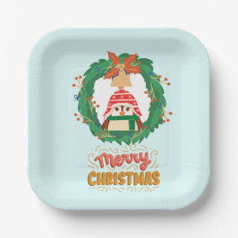 Pinguin, Mok met kerstcadeautjes voor kerst Papieren Bordje