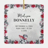 Pinguïn Monogram Baby Stats Eerste Kerstmis Keramisch Ornament (Achterkant)