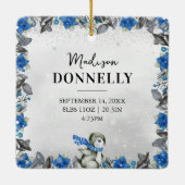 Pinguïn Monogram Baby Stats Eerste Kerstmis Keramisch Ornament (Achterkant)