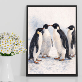 Pinguïn Muur Kunstprint – Illustratie van een Cute Poster