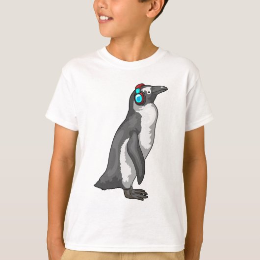 Pinguïn Muziek Hoofdtelefoon T-shirt (Voorkant)