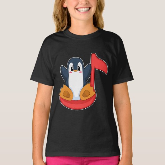 Pinguïn Muzieknoot Muziek T-shirt (Voorkant)