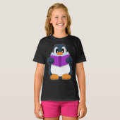 Pinguïn Nerd Boek T-shirt (Voorkant volledig)