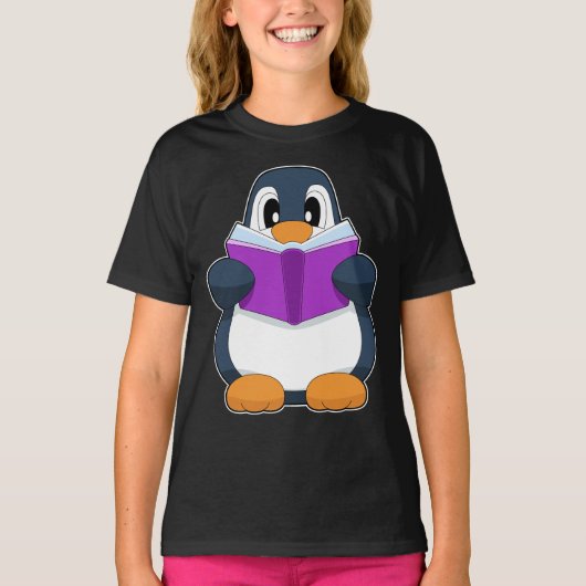 Pinguïn Nerd Boek T-shirt (Voorkant)