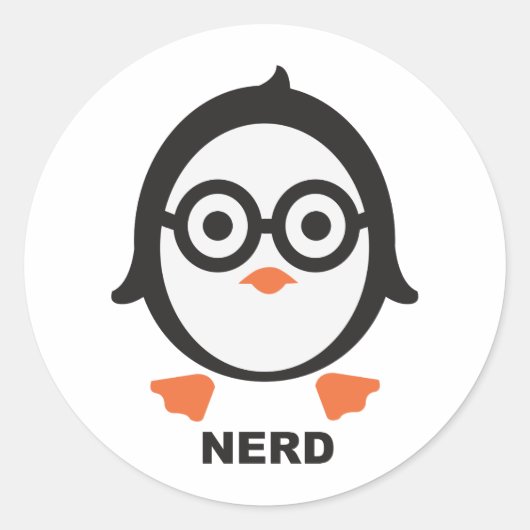 Pinguin - nerd - penguin ronde sticker (Voorkant)