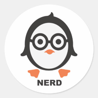 Pinguin - nerd - penguin ronde sticker