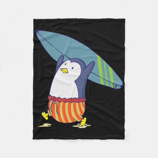 Pinguïn Niets Is Beter Dan Surfen Fleece Deken (Voorkant)