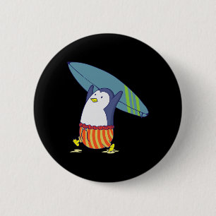 Pinguïn Niets Is Beter Dan Surfen Ronde Button 5,7 Cm