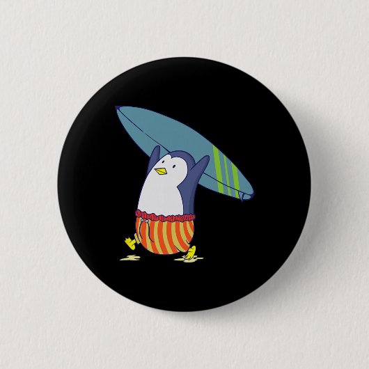 Pinguïn Niets Is Beter Dan Surfen Ronde Button 5,7 Cm (Voorkant)