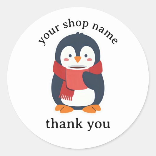 Pinguïn nippen warme koffie met een gezellige sjaa ronde sticker (Voorkant)