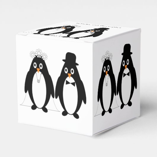 Pinguïn ontwerp bruiloft bedankdoosjes (Voorkant Zijde)