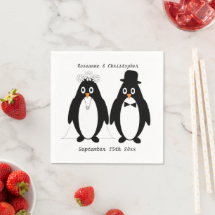 Pinguïn ontwerp bruiloft servet