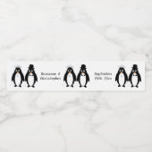 Pinguïn ontwerp bruiloft waterfles etiket (Enkel label)