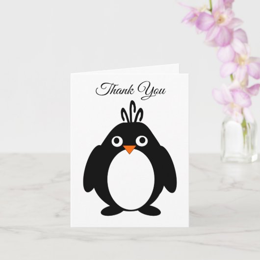 Pinguïn ontwerp dank u kaart (Orchidee)