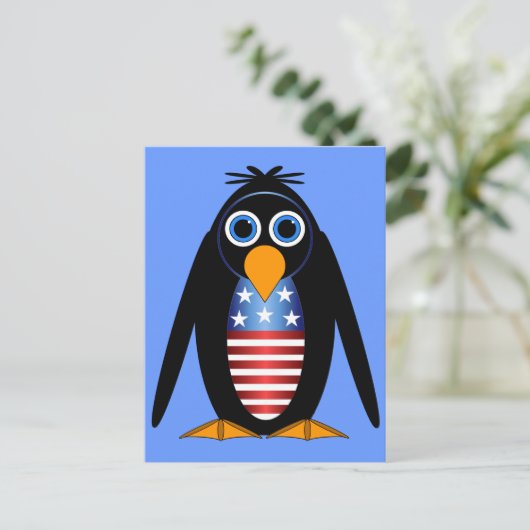 pinguïn op 4 juli briefkaart (Staand voorkant)