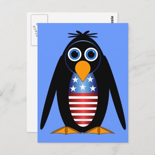 pinguïn op 4 juli briefkaart (Voorkant / Achterkant)
