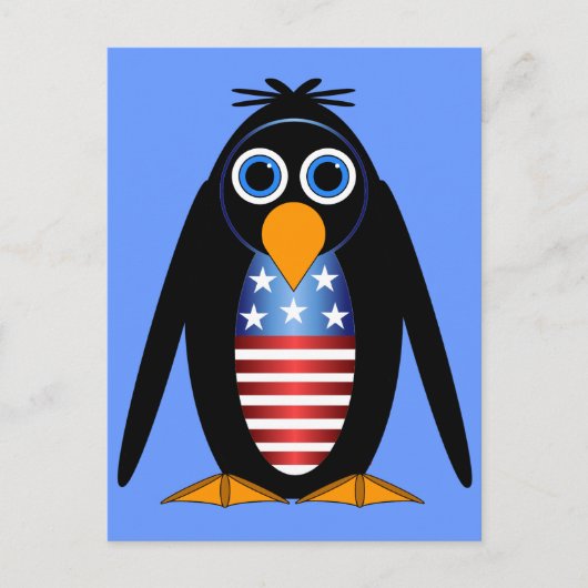 pinguïn op 4 juli briefkaart (Voorkant)