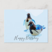 Pinguïn op blauwe achtergrond waterkleurverjaardag briefkaart (Voorkant)
