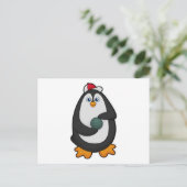 Pinguïn op de bowlingbaan met bowlingbal briefkaart (Staand voorkant)