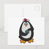 Pinguïn op de bowlingbaan met bowlingbal briefkaart (Voorkant / Achterkant)