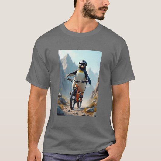 Pinguïn op een fiets T-shirt (Voorkant)