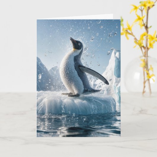 Pinguïn op een ijsberg kaart (Gele Bloem)