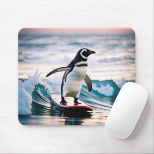 Pinguïn op een surfbord muismat