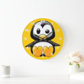 Pinguïn op gele wandklok (Huis)