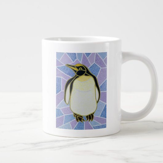 Pinguïn op Glas in lood Grote Koffiekop (Rechts)