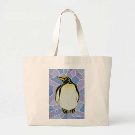 Pinguïn op Glas in lood Grote Tote Bag (Voorkant)