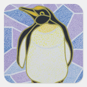 Pinguïn op Glas in lood Vierkante Sticker