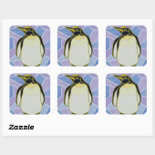 Pinguïn op Glas in lood Vierkante Sticker (Vel)