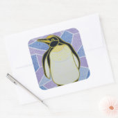 Pinguïn op Glas in lood Vierkante Sticker (Envelop)