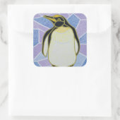 Pinguïn op Glas in lood Vierkante Sticker (Tas)
