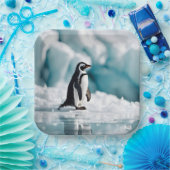 Pinguïn op ijsberg papieren bordje (Feest)