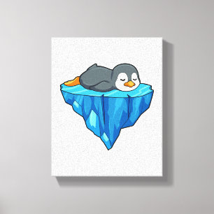 Pinguïn op ijskap canvas afdruk