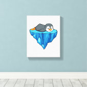 Pinguïn op ijskap canvas afdruk (Insitu (Houten vloer))