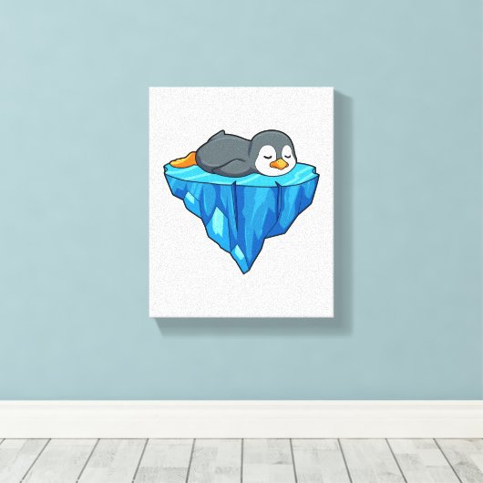 Pinguïn op ijskap canvas afdruk (Insitu (Houten vloer))