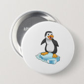 Pinguïn op ijskap ronde button 7,6 cm (Voorkant /achterkant)