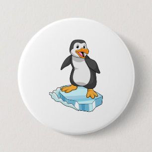 Pinguïn op ijskap ronde button 7,6 cm