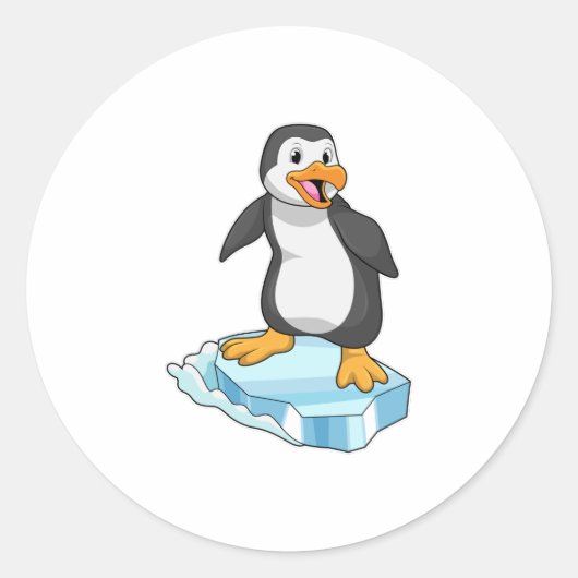 Pinguïn op ijskap ronde sticker (Voorkant)