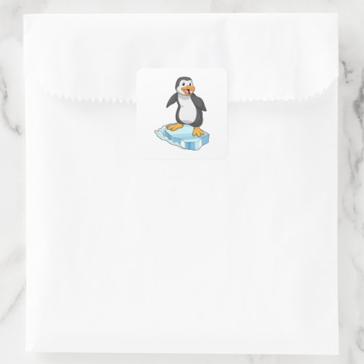 Pinguïn op ijskap vierkante sticker (Tas)