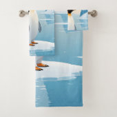 Pinguïn op ijsschots in ijzig landschap bad handdoek (Insitu)