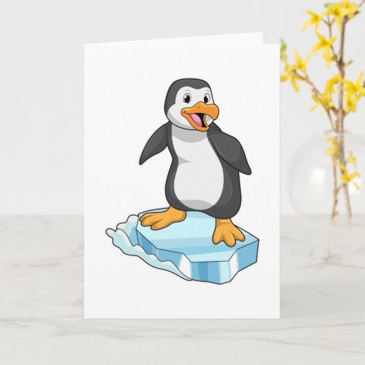 Pinguïn op ijsschots kaart (Gele Bloem)