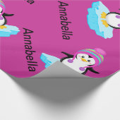 Pinguïn op ijsverpakkingspapier cadeaupapier (Hoek)