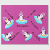 Pinguïn op ijsverpakkingspapier cadeaupapier (Vlak)