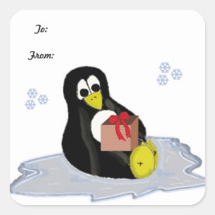 Pinguïn op ijsvlakte vierkante sticker